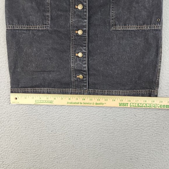 Ralph Lauren Classic Denim Mini Midi Skirt Womens 10 Black Button Front Cotton - Picture 4 of 8